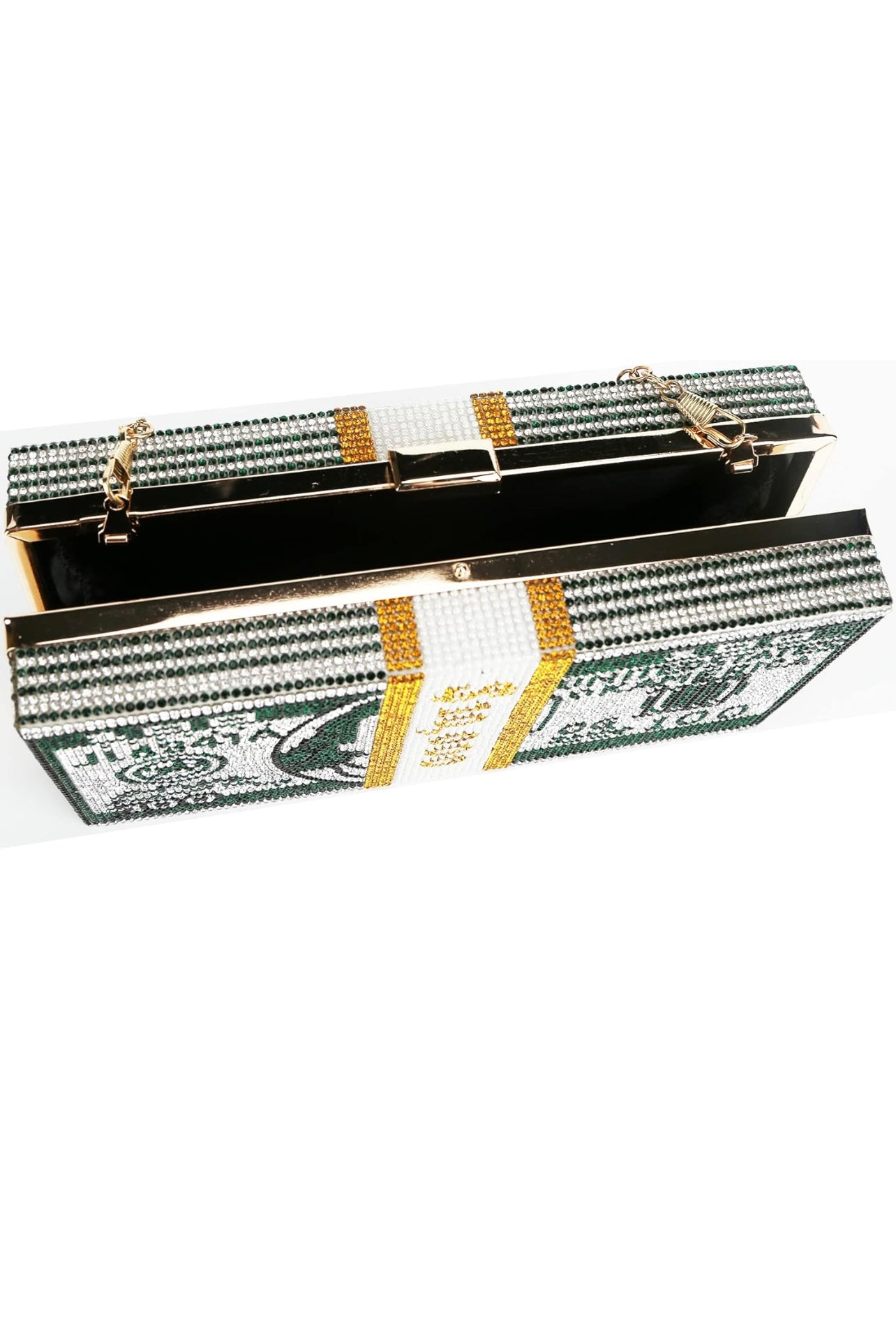 Money Rhinestone Clutch Shoulder Bag