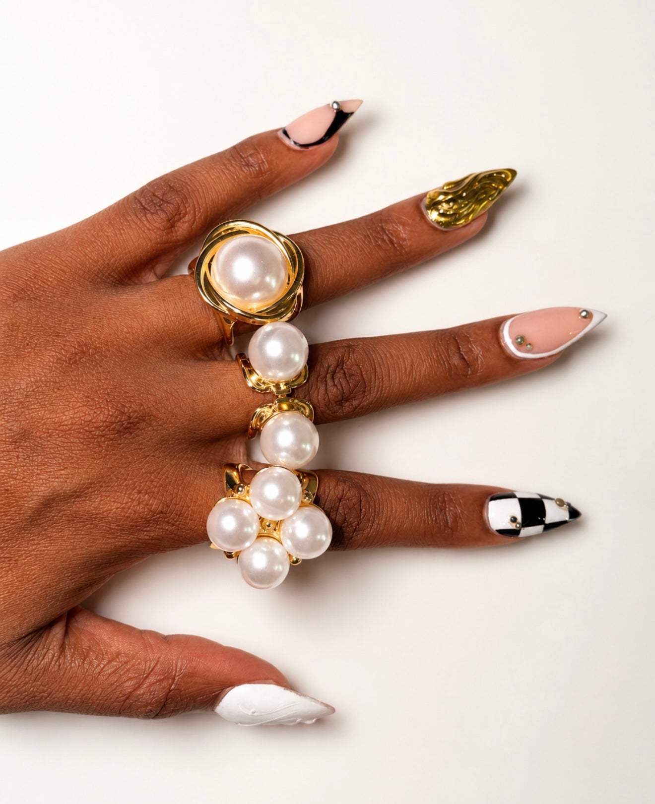 Pearl Statement Ring Set