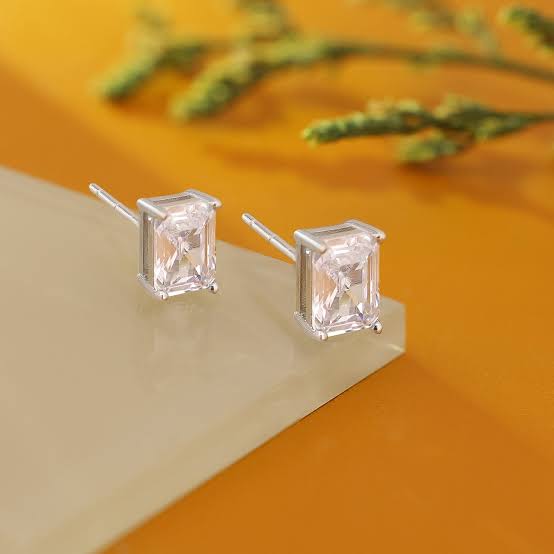 Radiant Emerald Cut Stud Earrings