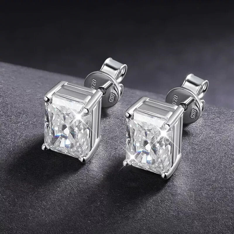 Radiant Emerald Cut Stud Earrings
