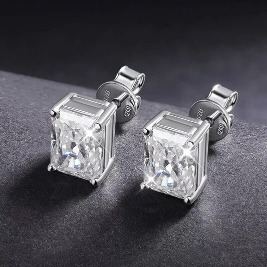 Radiant Emerald Cut Stud Earrings