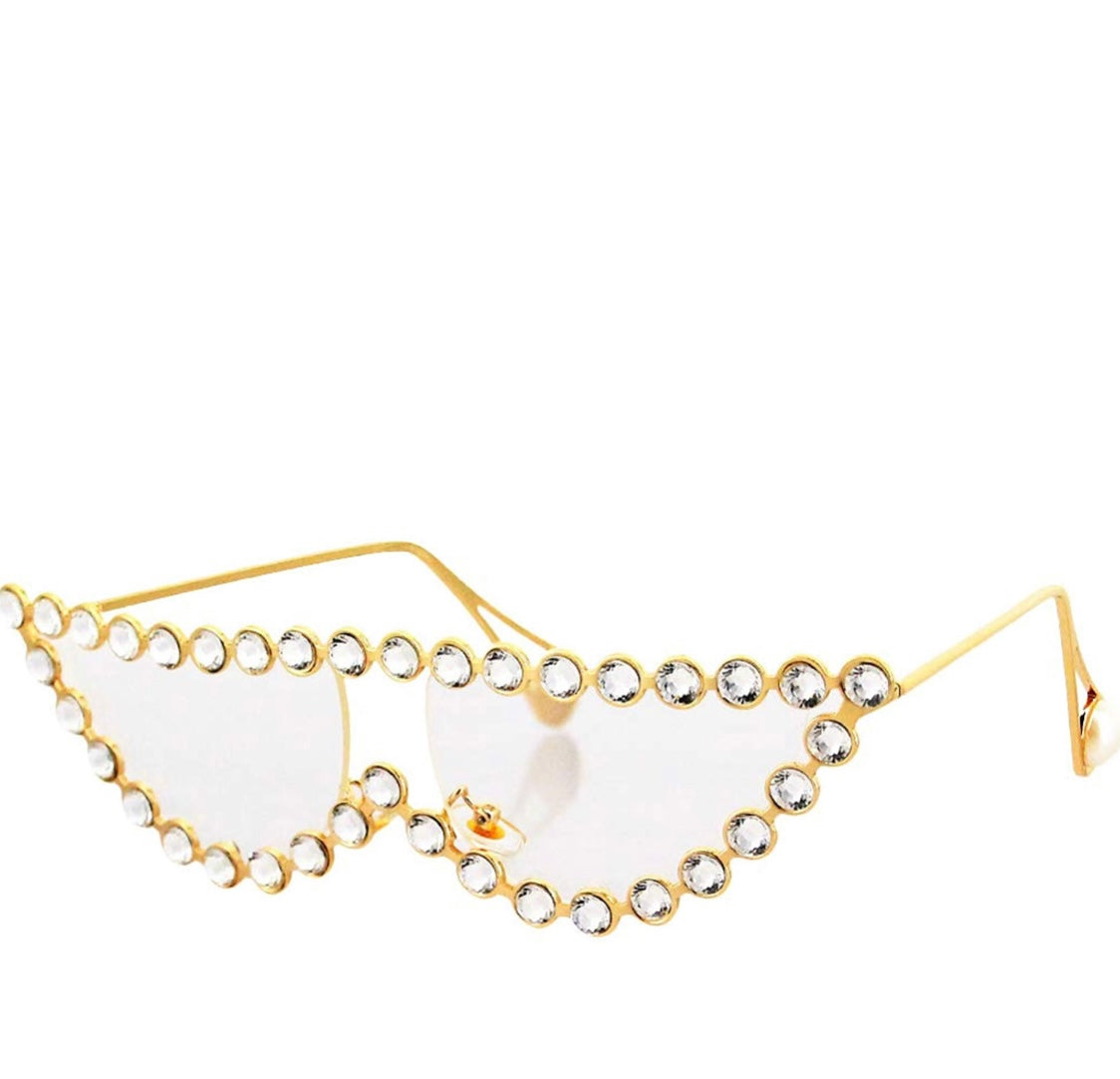 Rhinestone Cat Eye Sunglasses in Gold