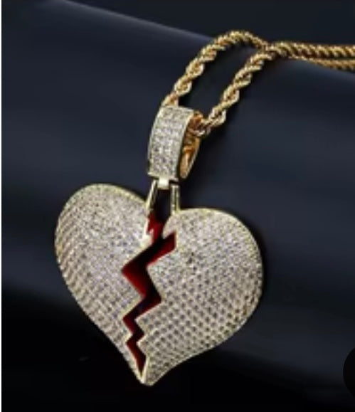 Broken Heart Rhinestone Necklace