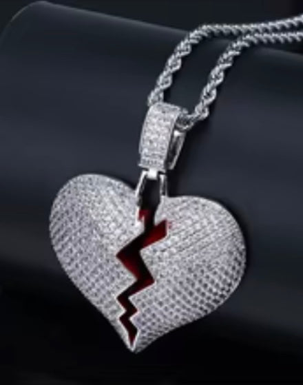 Broken Heart Rhinestone Necklace