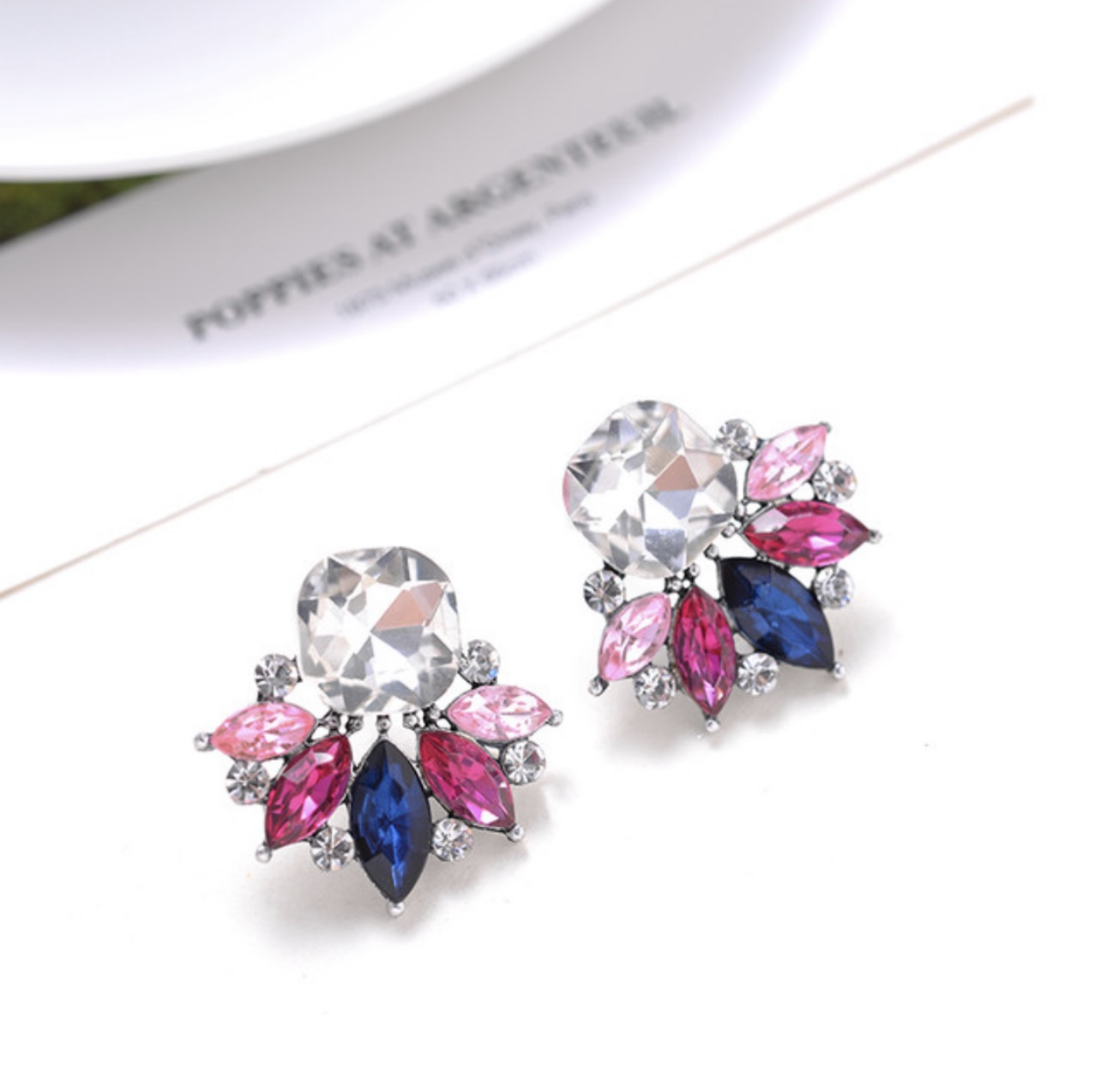 Crystal Flower Stud Earrings