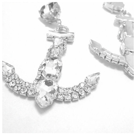Rhinstone Anchor Drop Earrings