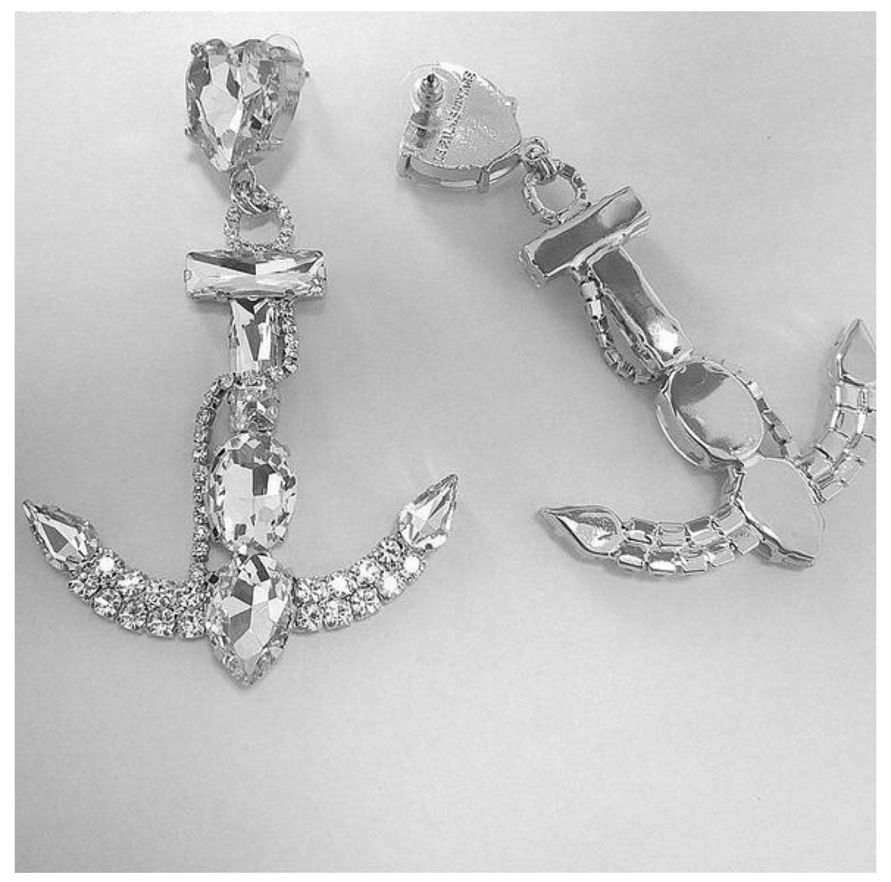Rhinstone Anchor Drop Earrings