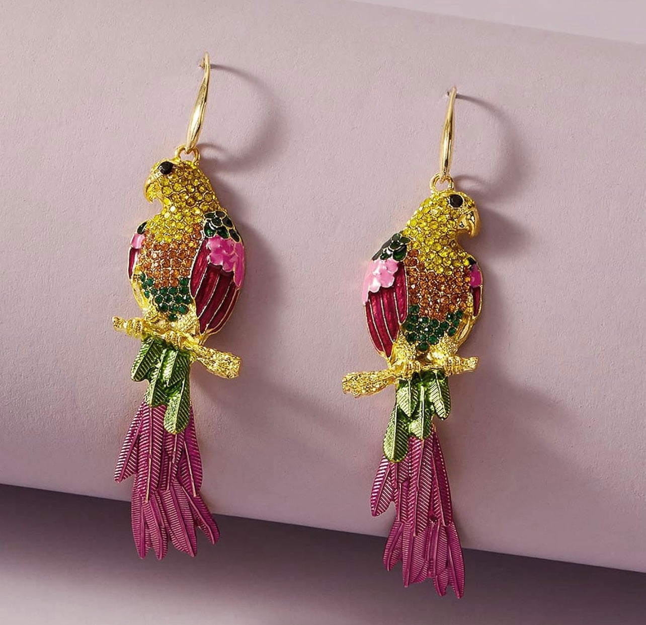Pink Parrot Earrings
