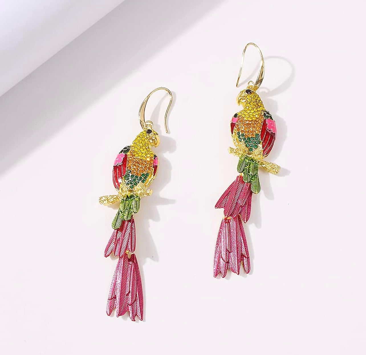 Pink Parrot Earrings